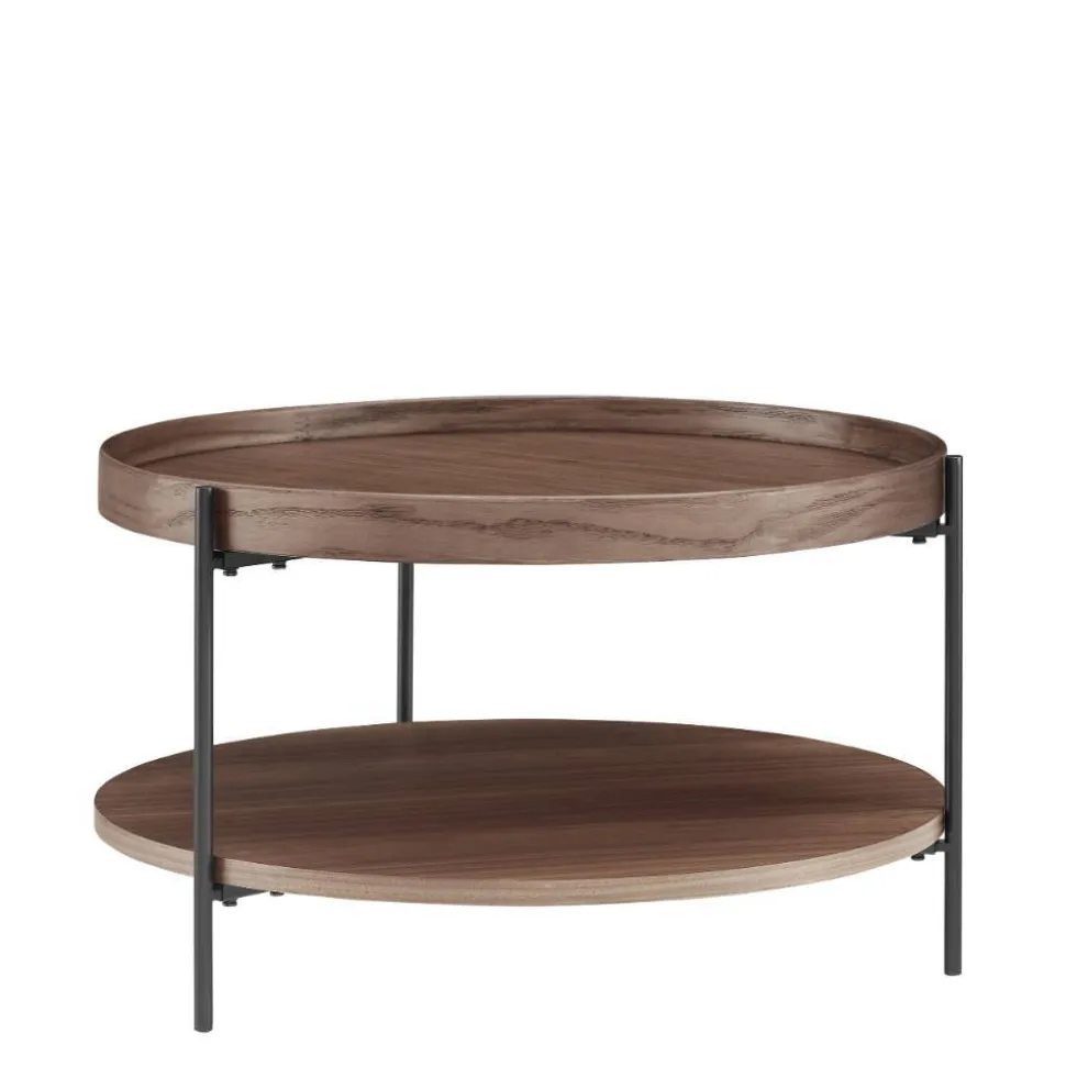 Runder Couchtisch mit Walnuss Furnier - Ezema