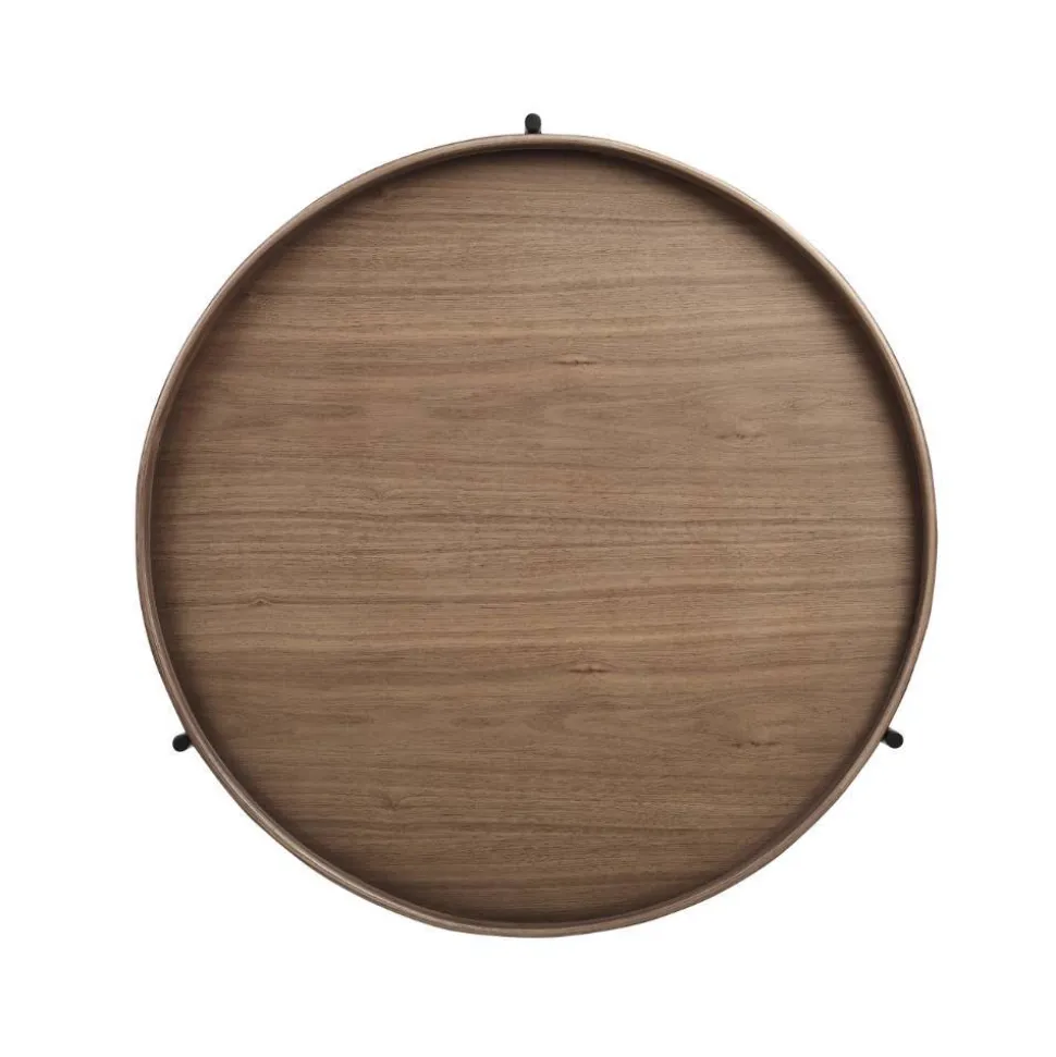 Runder Couchtisch mit Walnuss Furnier - Ezema