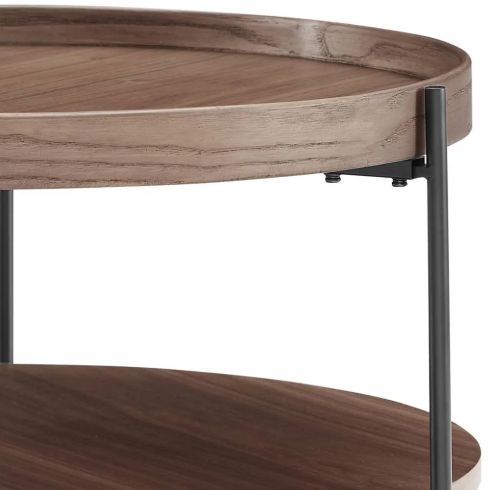 Runder Couchtisch mit Walnuss Furnier - Ezema