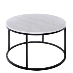 Runder Design Couchtisch mit Marmorplatte - Ciliuma