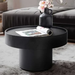 Runder Design-Couchtisch in Schwarz - Plurana