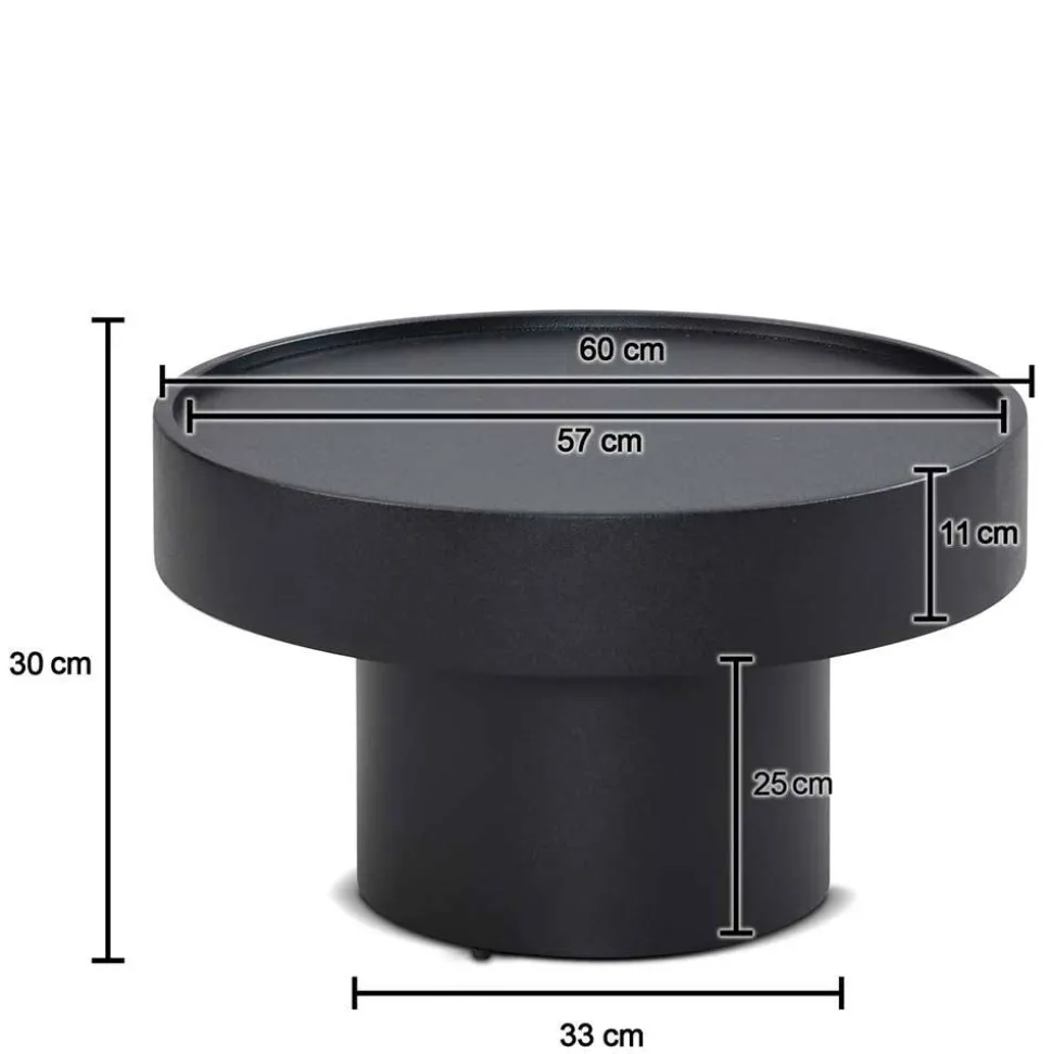 Runder Design-Couchtisch in Schwarz - Plurana