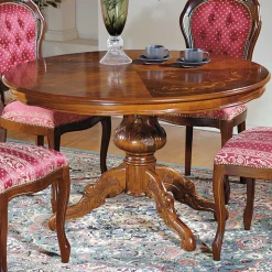 Runder Esstisch im Barockstil Magari mit Nussbaum Furnier