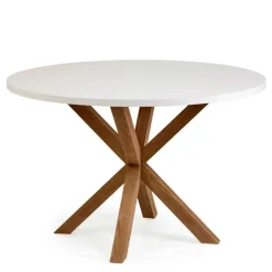 Runder Esstisch in Weiß & Holzoptik Natur - Maggio