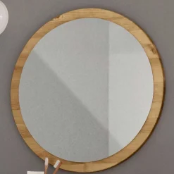 Runder Flurspiegel mit Massivholzrahmen - Zavieca