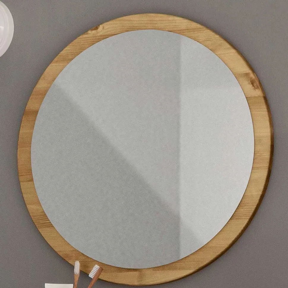 Runder Flurspiegel mit Massivholzrahmen - Zavieca