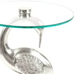 Runder Glas Beistelltisch mit Vogel Design Fuß - Lanaga