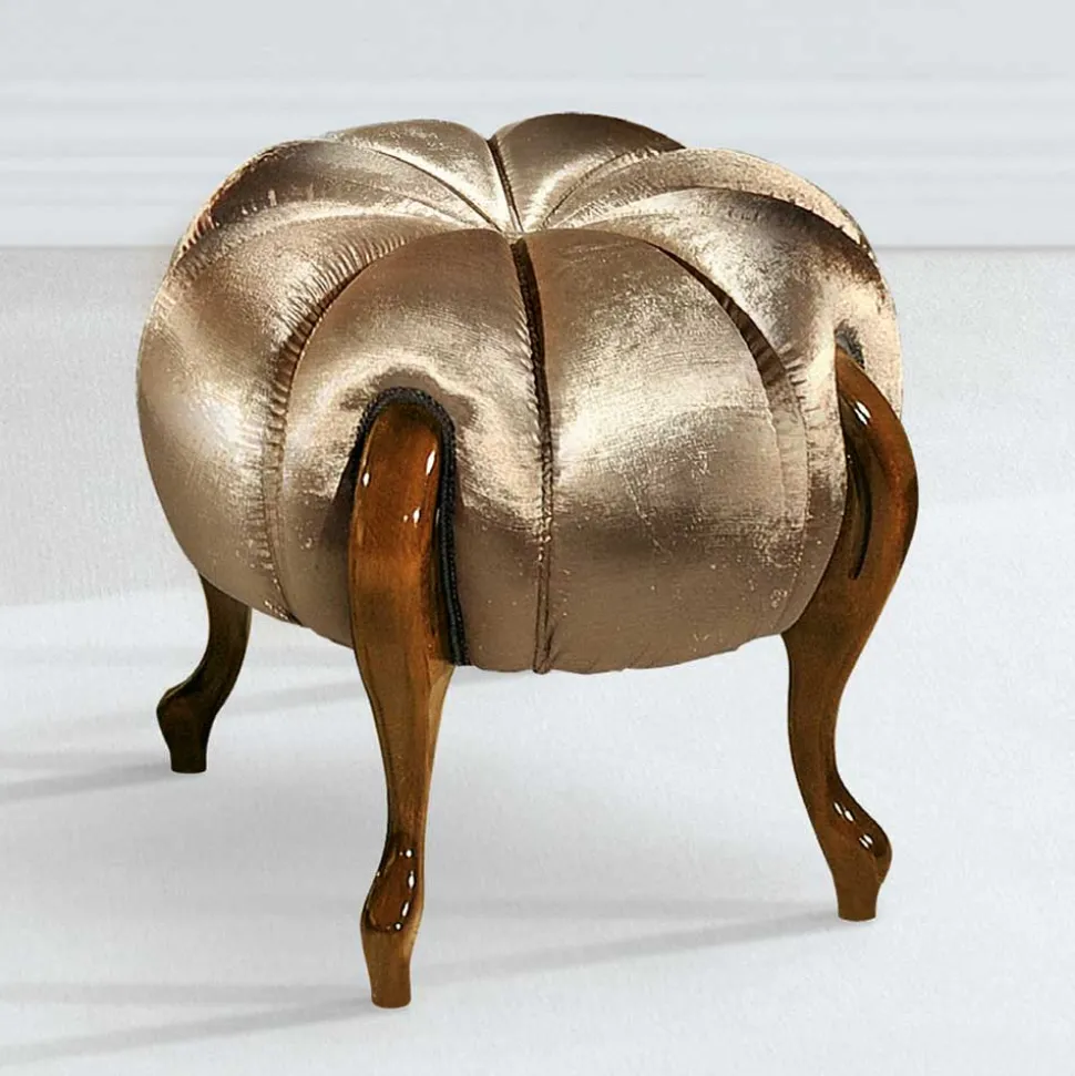 Runder Hocker im Barockstil in Gold - Janluca