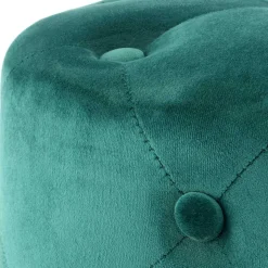 Runder Hocker in Grün Samt & Gold Metall - Emiato