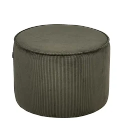 Runder Hocker Pouf aus Cord in Oliv Grün - Brisbane