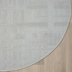 Runder Kurzflor Teppich in Creme und Beige - Miaoli