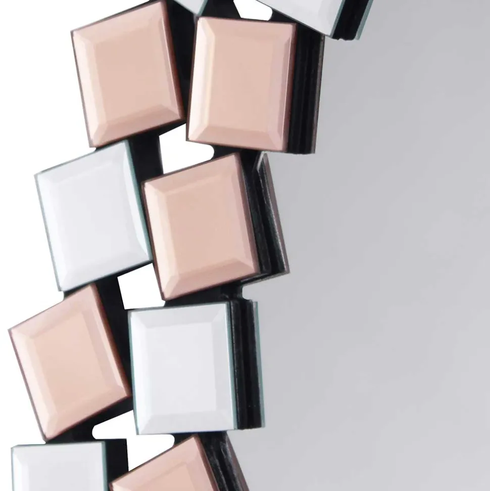 Runder Mosaik Spiegel in Rosegold - Promenada