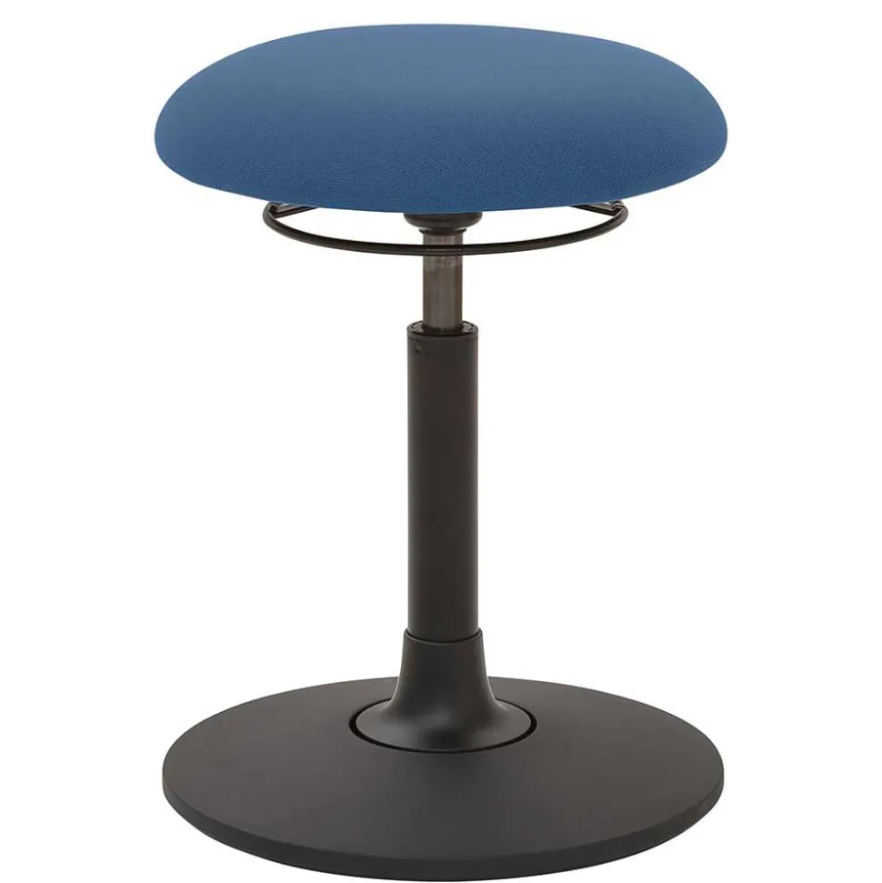 Runder Office Hocker in Blau mit Schwarz - Tyramus