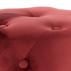 Runder Polsterhocker in Dunkelrot & Gold - Abenda