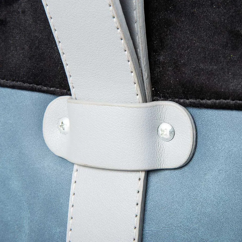 Runder Polsterhocker in Hellgrau & Schwarz - Paleara