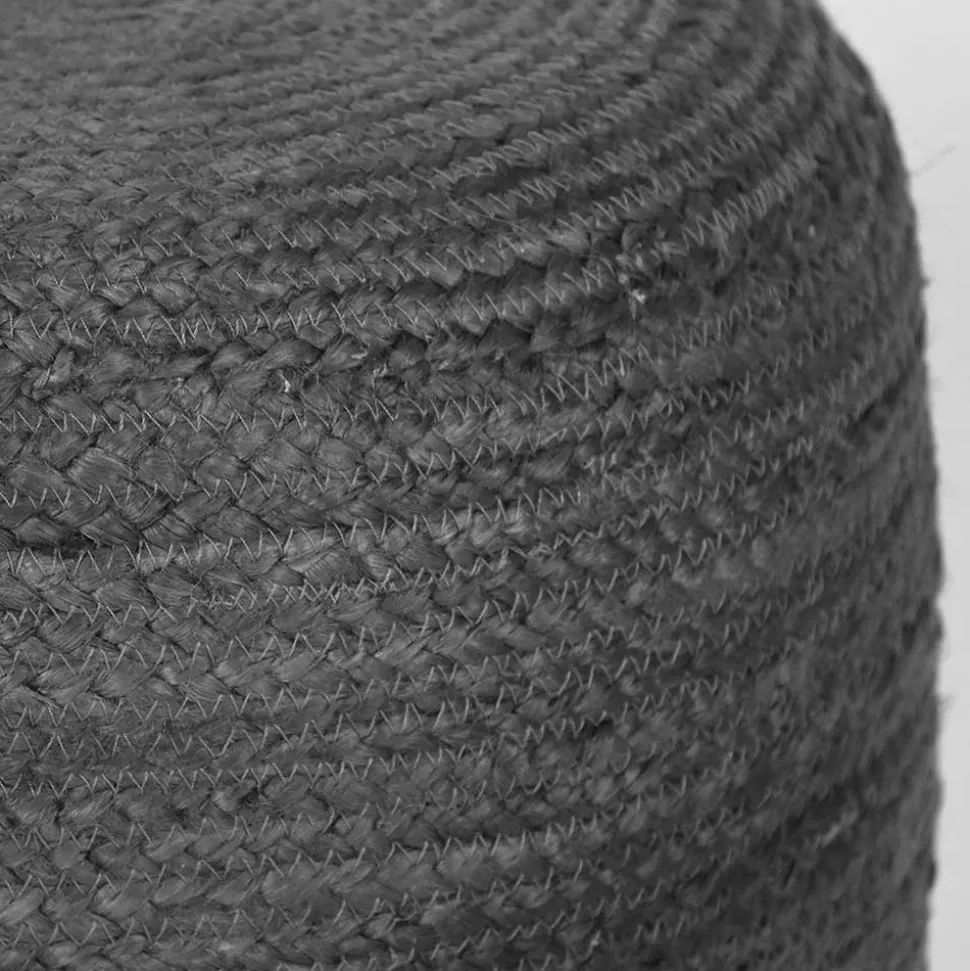 Runder Pouf aus Jute Geflecht in Anthrazit - Triumph