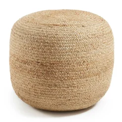 Runder Pouf Hocker aus Geflecht Jute - Ianovar