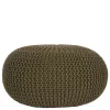 Runder Pouf im Strick Look in Oliv Grün - Sensibil