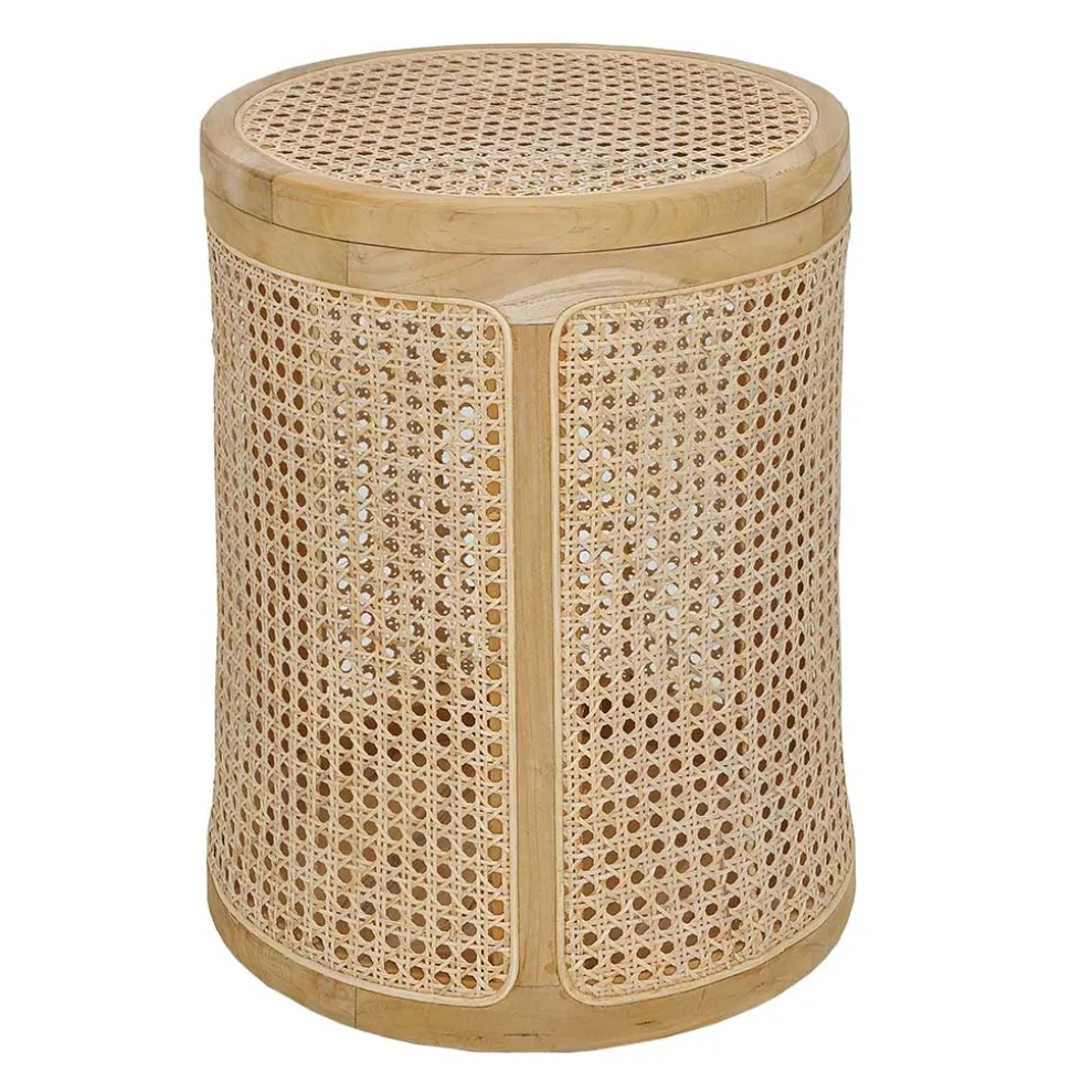 Runder Rattan Wäschekorb in Natur - Vilrada