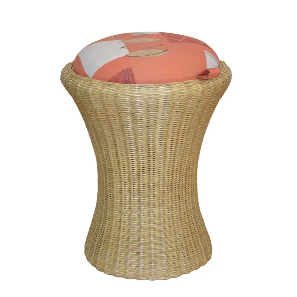 Runder Rattanhocker Monice & Wäschekorb