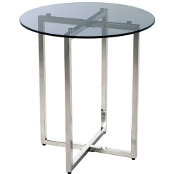 Runder Rauchglas Beistelltisch mit Bügelgestell - Teranim