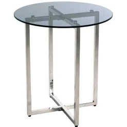 Runder Rauchglas Beistelltisch mit Bügelgestell - Teranim
