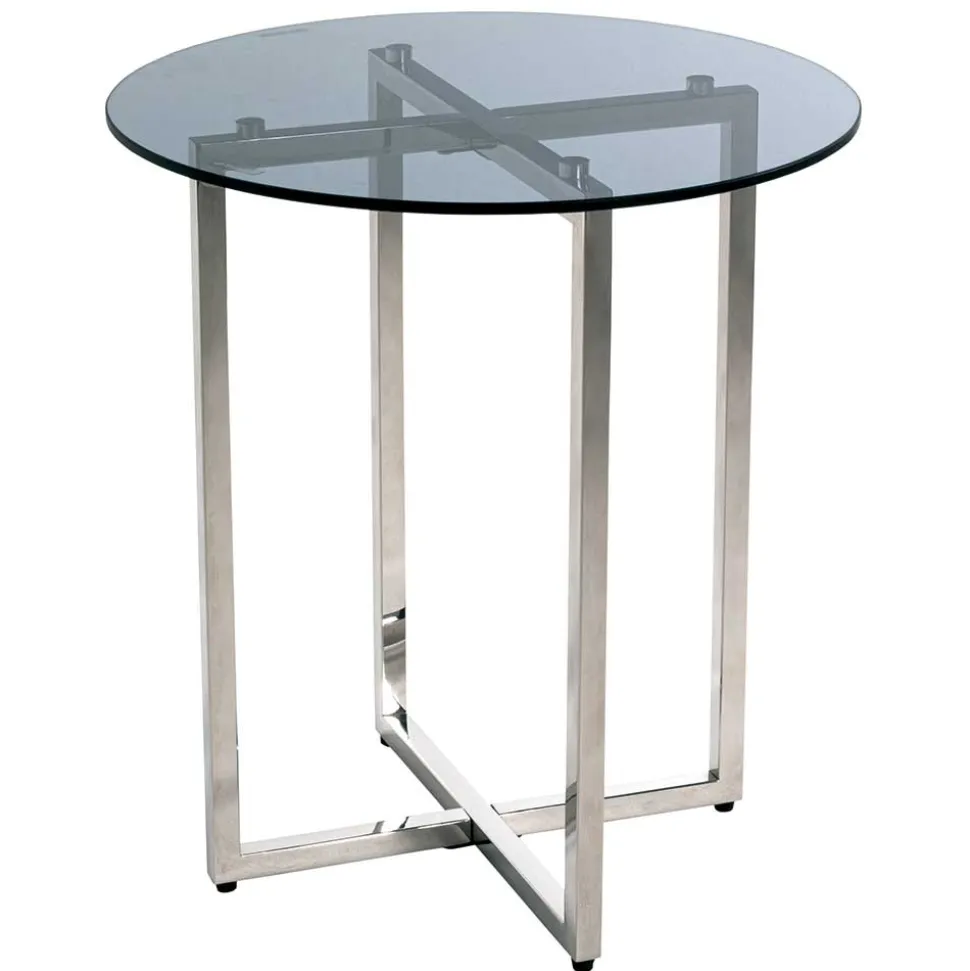 Runder Rauchglas Beistelltisch mit Bügelgestell - Teranim