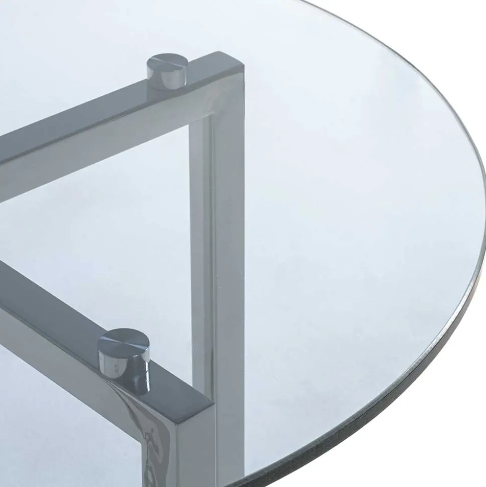 Runder Rauchglas Beistelltisch mit Bügelgestell - Teranim