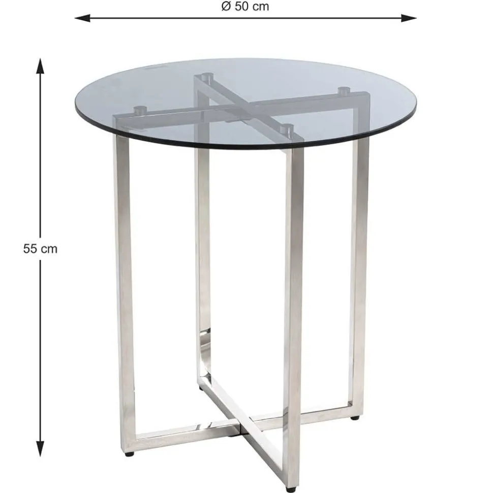 Runder Rauchglas Beistelltisch mit Bügelgestell - Teranim