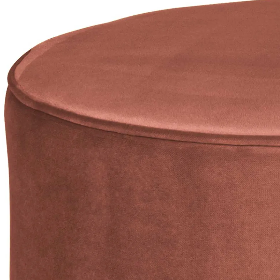 Runder Samt Sitzhocker in Altrosa - Cessma