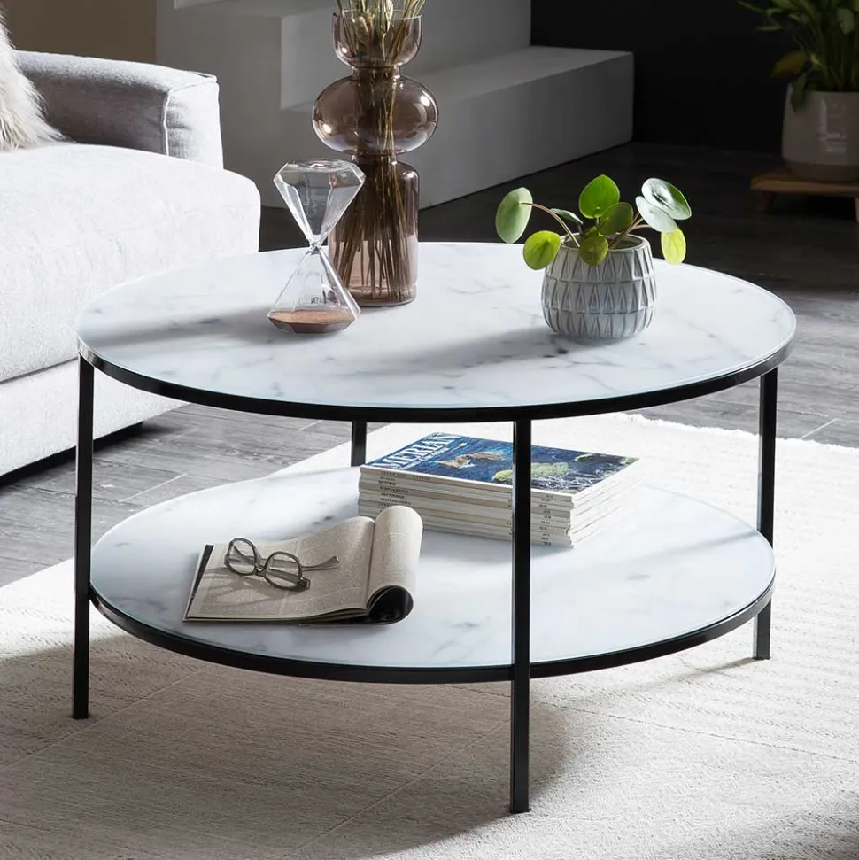 Runder Sofatisch im Marmor Look - Dikono