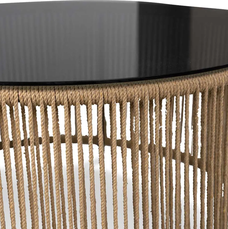 Runder Sofatisch mit grau getönter Glasplatte - Pharina