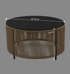 Runder Sofatisch mit grau getönter Glasplatte - Pharina