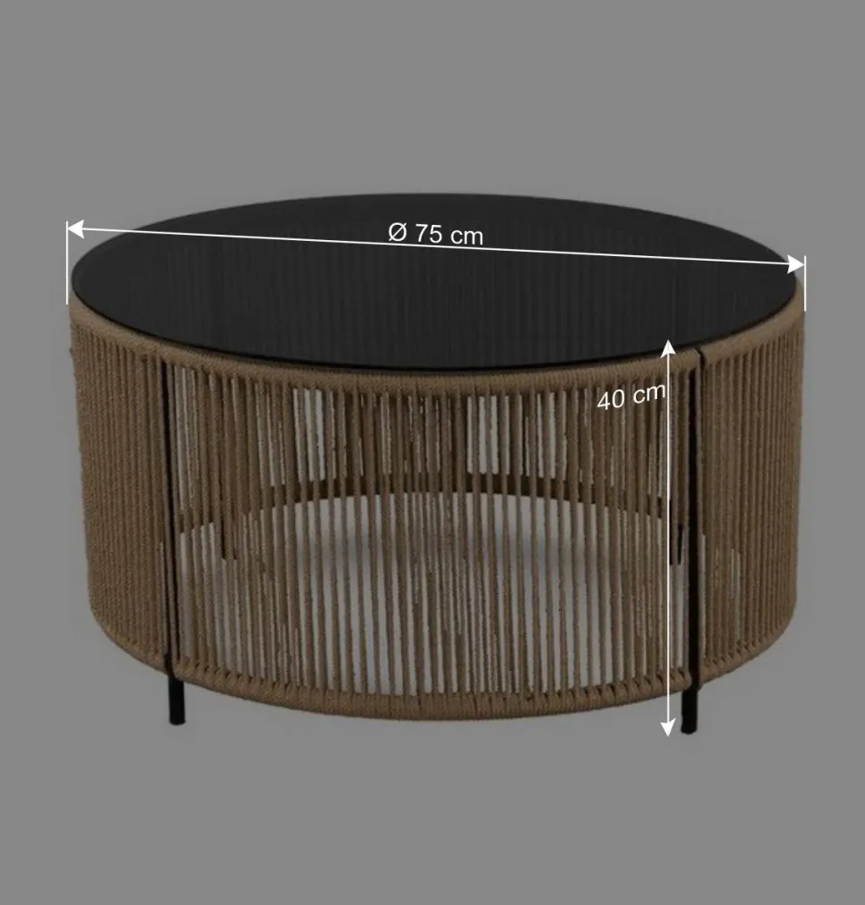 Runder Sofatisch mit grau getönter Glasplatte - Pharina