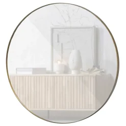 Runder Spiegel aus Metall in Gold - Megida