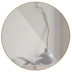 Runder Spiegel aus Metall in Gold - Megida