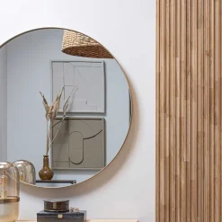 Runder Spiegel aus Metall in Gold - Megida