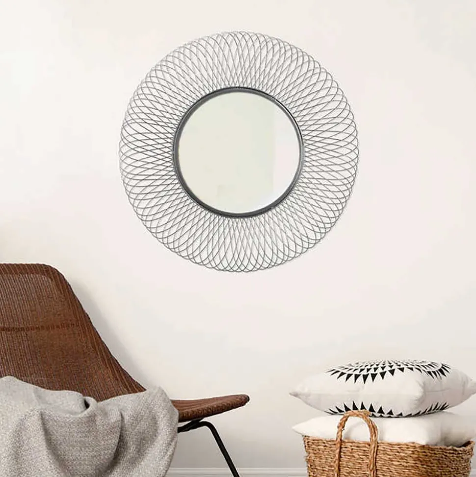 Runder Spiegel mit Drahtrahmen - Gazona