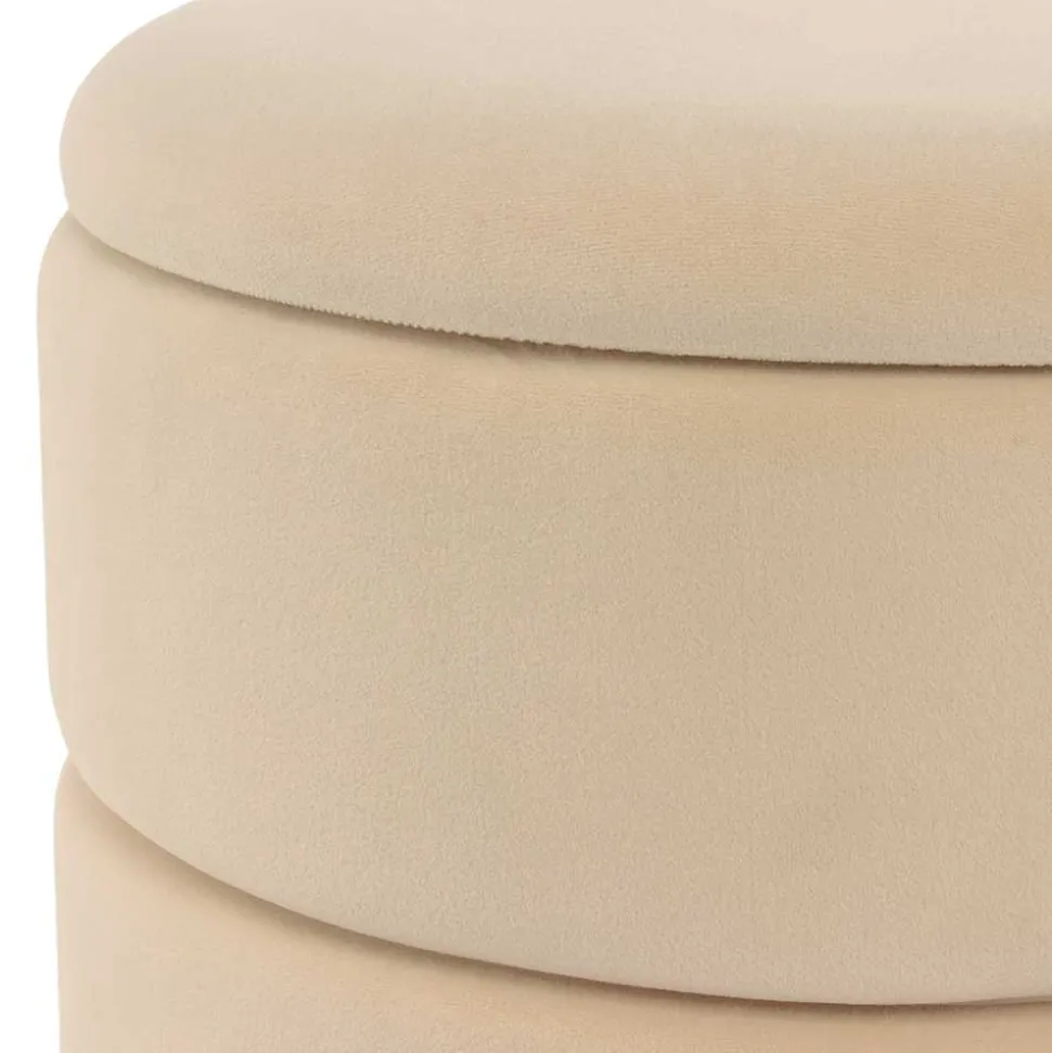 Runder Stauraum Hocker in Creme & Gold - Loeesa