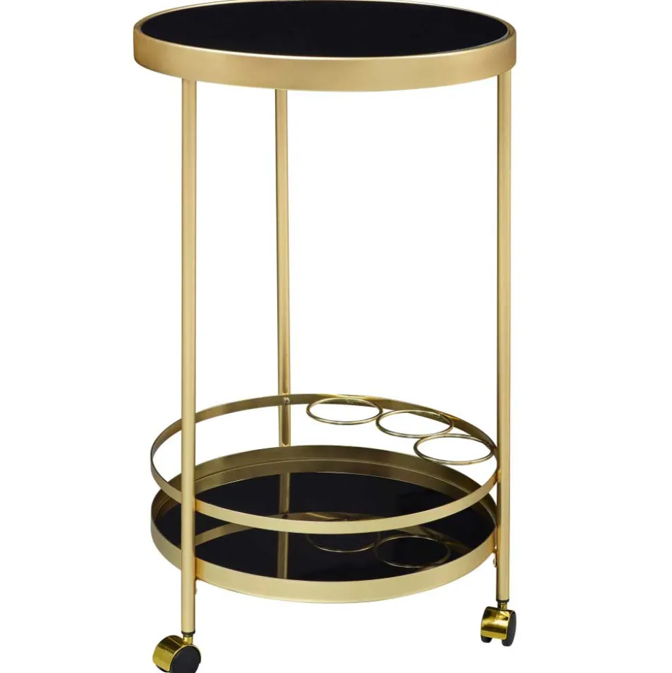 Runder Teewagen aus Schwarzglas - Jymma