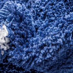 Runder Teppich in Dunkelblau & Creme Hochflor - Vimanco