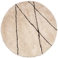 Runder Teppich in Offwhite und Schwarz - Simi