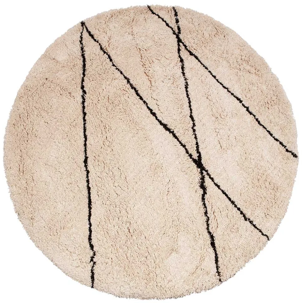 Runder Teppich in Offwhite und Schwarz - Simi