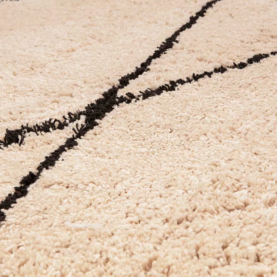 Runder Teppich in Offwhite und Schwarz - Simi