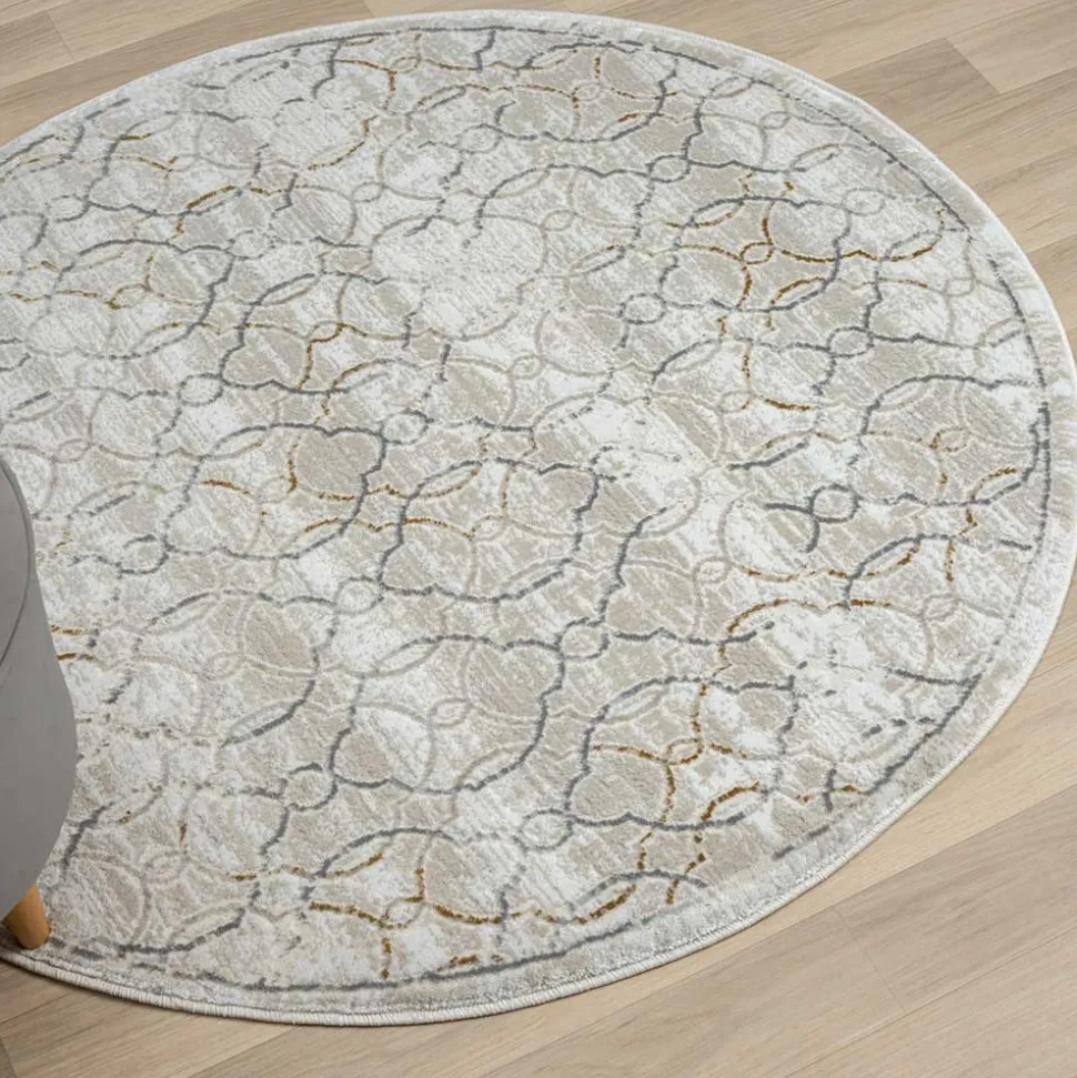 Runder Teppich mit Kurzflor dezent gemustert - Leak