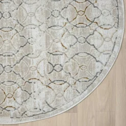 Runder Teppich mit Kurzflor dezent gemustert - Leak