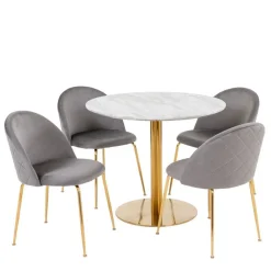 Runder Tisch & vier Stühle Set - Zimarena (fünfteilig)