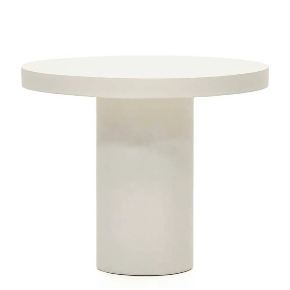 Runder Tisch aus Faserzement in Weiß - Stonya