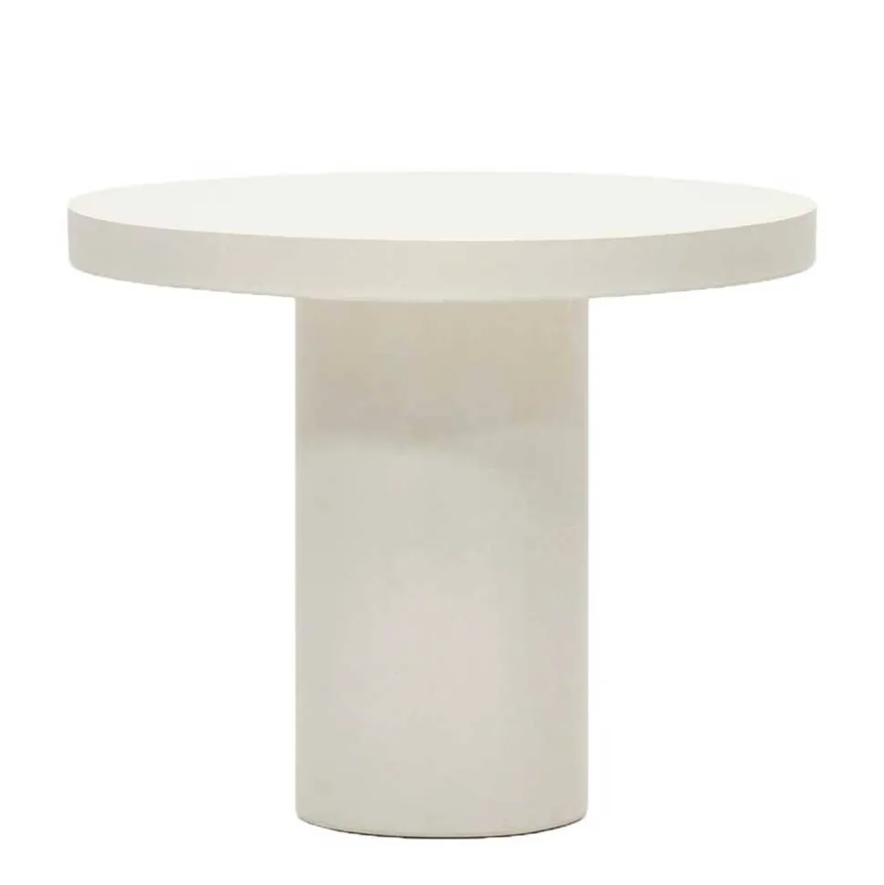 Runder Tisch aus Faserzement in Weiß - Stonya