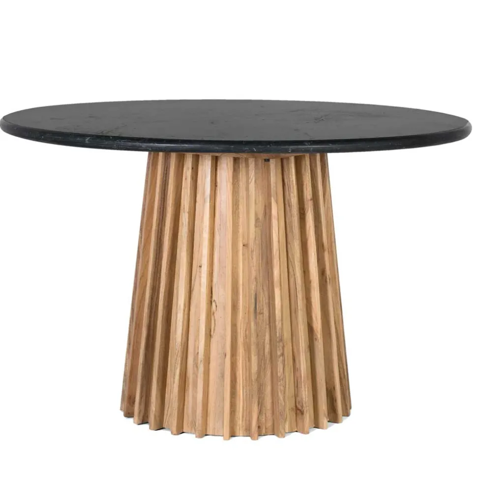 Runder Tisch mit schwarzer Marmorplatte - Pietras
